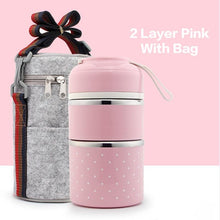 Load image into Gallery viewer, WORTHBUY Cute Japanese Lunch Box For Kids Portable Outdoor Stainless Steel Bento Box Leak-Proof Food Container Kitchen Food Box