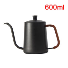 Load image into Gallery viewer, Drip Kettle 350ml 600ml Coffee Tea Pot Teflon Non-Stick Food Grade Stainless Steel Gooseneck Drip Kettle Swan Neck Thin Mouth
