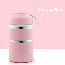 Load image into Gallery viewer, WORTHBUY Cute Japanese Lunch Box For Kids Portable Outdoor Stainless Steel Bento Box Leak-Proof Food Container Kitchen Food Box
