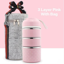 Load image into Gallery viewer, WORTHBUY Cute Japanese Lunch Box For Kids Portable Outdoor Stainless Steel Bento Box Leak-Proof Food Container Kitchen Food Box
