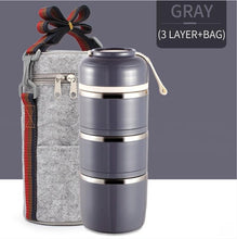 Load image into Gallery viewer, WORTHBUY Cute Japanese Lunch Box For Kids Portable Outdoor Stainless Steel Bento Box Leak-Proof Food Container Kitchen Food Box
